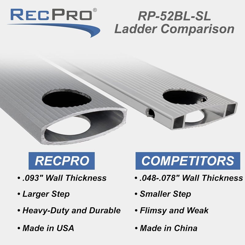 RecPro RV Bunk Ladder 52" | Black or Silver Color Options | Mounting Brackets Included | Aluminum | Made in USA (Silver) - Image 4